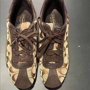 Coach Signature Brown and Cream Sneakers